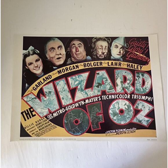 The Wizard of Oz (1939) Judy Garland Vintage Movie Poster LITHO 28x20 60s Repro - Picture 1 of 11